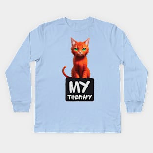 Just My Therapy Support Cat Kids Long Sleeve T-Shirt